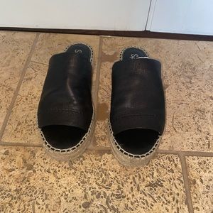 Black leather sandals